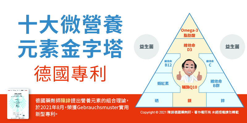 《十大微營養元素金字塔》專利所有權人：德國藥劑師陳諦